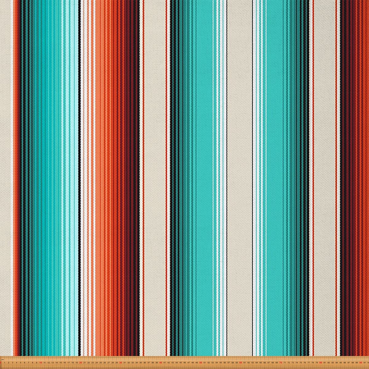Mexican Stripes Fabric by The Yard,Cinco de Mayo Upholstery Fabric for Chairs,Ethnic Boho Native American Waterproof Outdoor Fabric,3 Yards,(L276*W150cm) Turquoise Orange — image 1