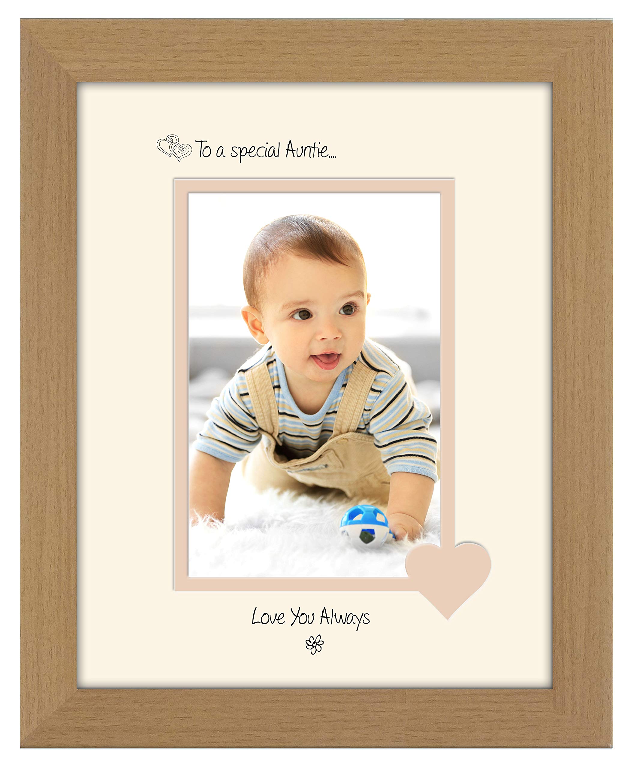 Photos In A Word Oak Finish Frame Cream Mount Beige Inside Auntie Photo Frame Special Auntie Love You Always Portrait 1155F Double Mounted Quality Gift (Oak Finish Frame Cream Mount Beige Inside)