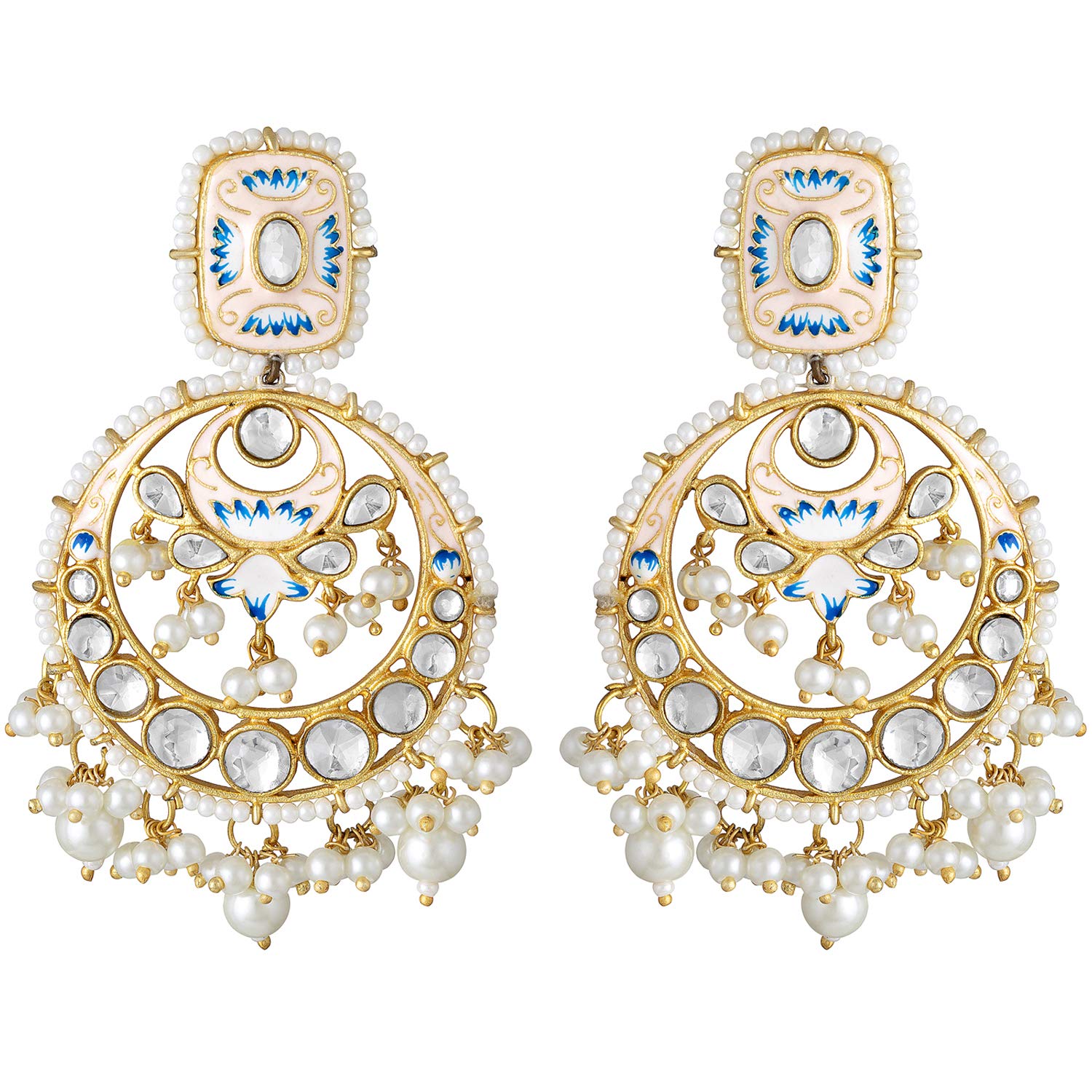 Peora Gold Plated Brass Enamel Meenakari Hand Made Jhumka Traditional Earrings for Women (B07ZM1FM42) Amazon Price History, Amazon Price Tracker