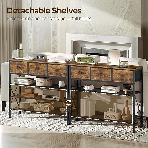 Miniatura 7 de Zapatero de 4 niveles con 3 cajones, organizador de zapatos de metal para 15 pares con estantes de almacenamiento y parte superior de madera, para