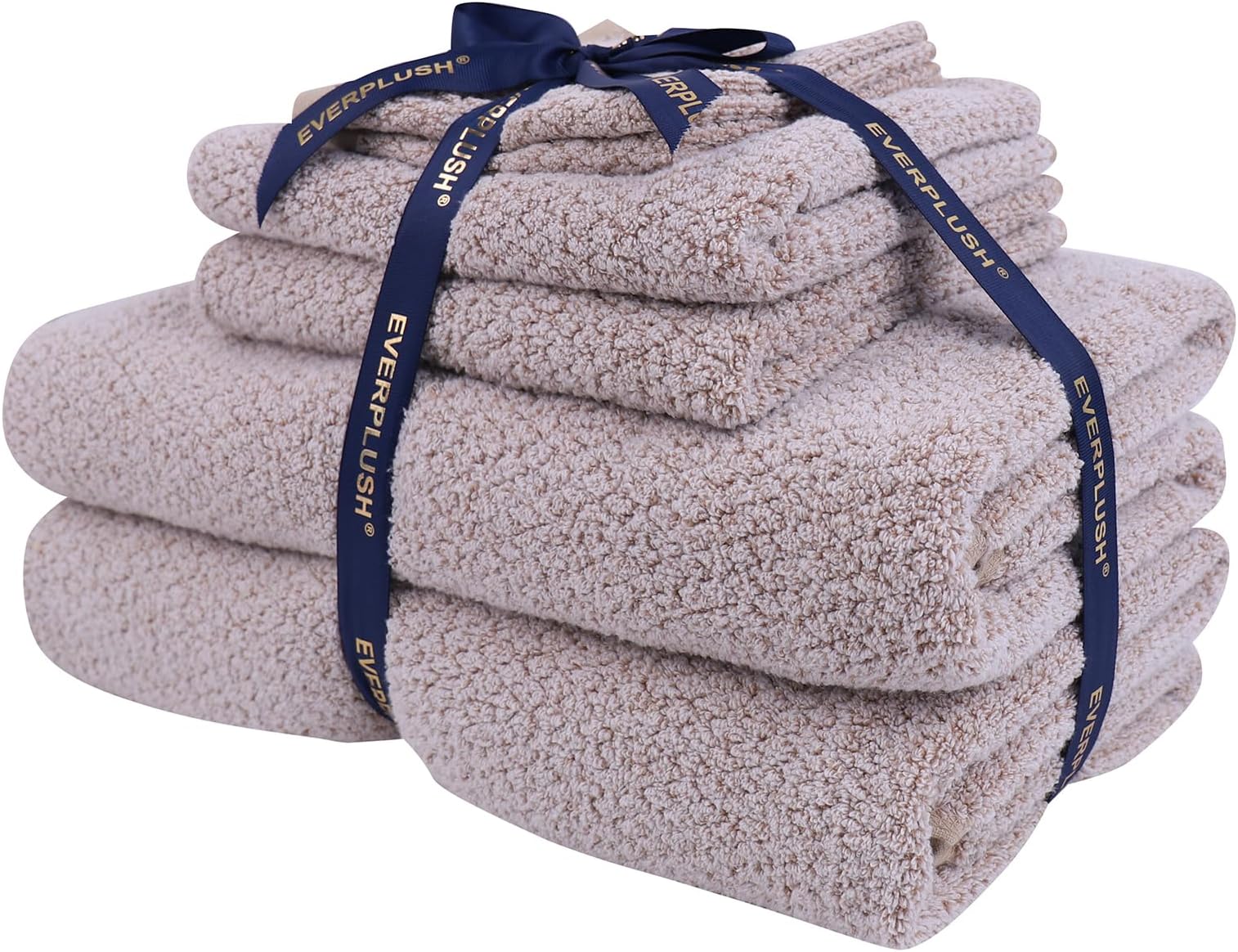 Everplush Diamond Collection 6-Piece Bath Sheet Towel Set, Soft Plush Jacquard Luxury Bath Towels,Highly Absorbent & Fast-Drying Luxury Towels Sets for Bathroom,Shower, or Spa(Brown, Bath Sheet 6PK)