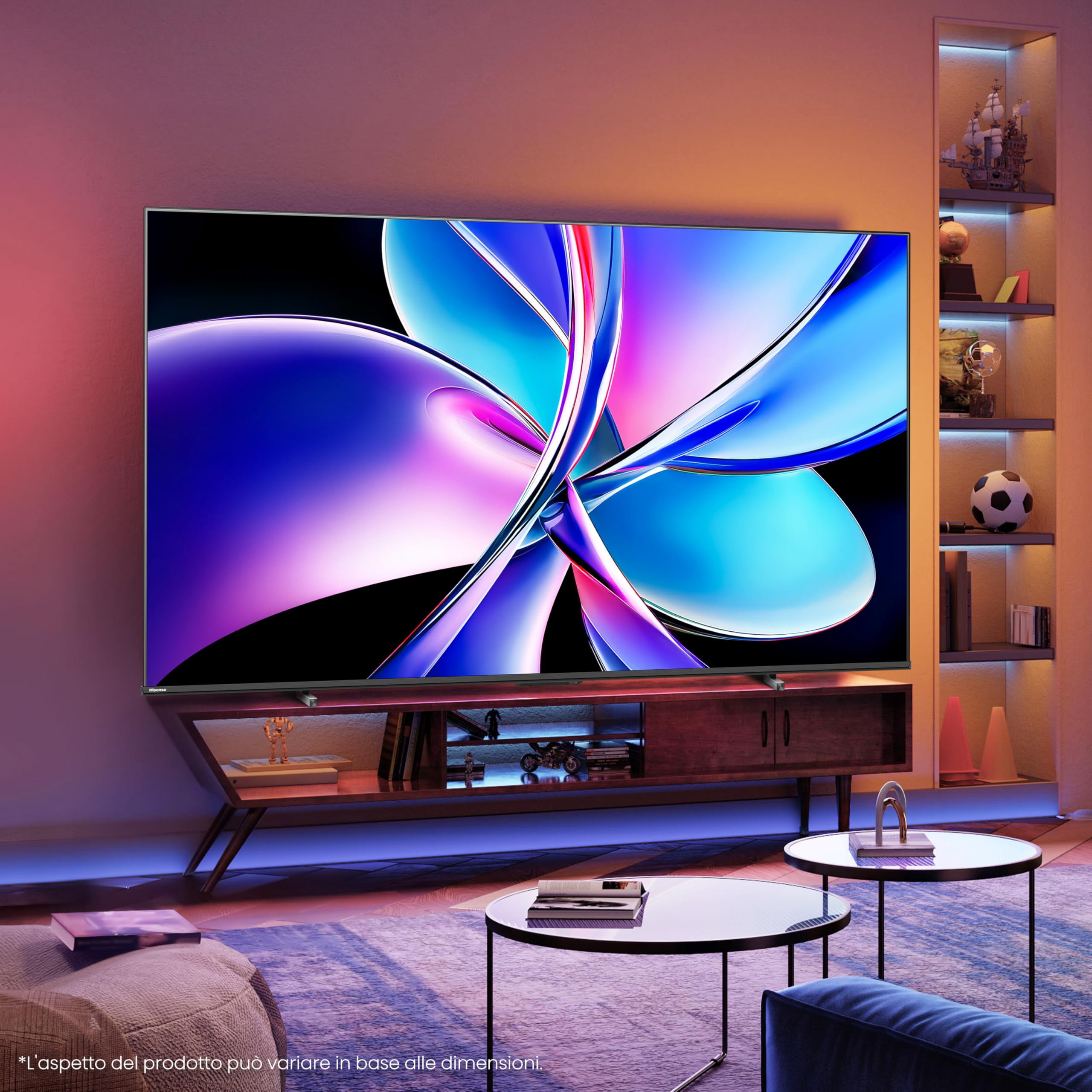 Hisense TV 100" QLED 4K 144Hz 100E7Q PRO, Smart TV VIDAA U8, Dolby Vision IQ, HDR 10+ Adaptive, 144hz Game Mode PRO, Dolby Atmos, Alexa Built-in, VIDAA Voice, Tuner DVB-T2/S2 HEVC 10, lativù 4K, 2025