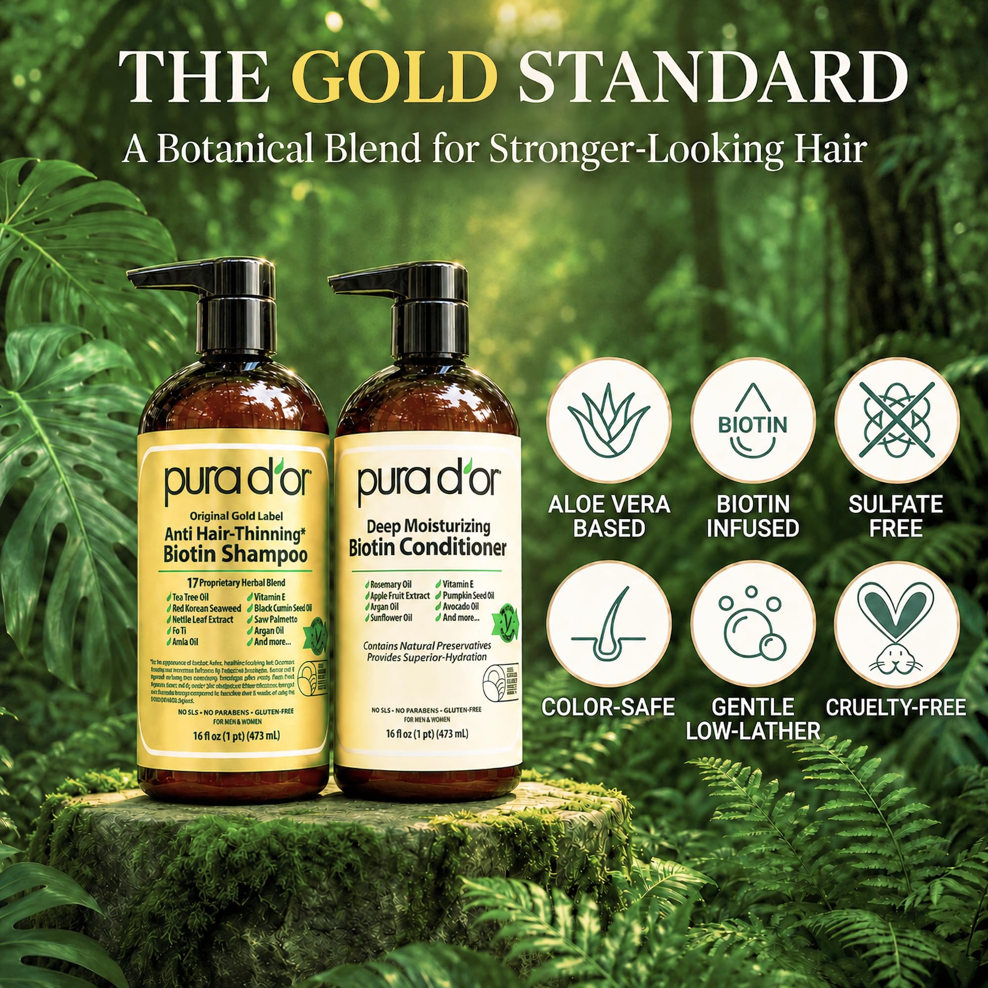 Pura d'Or – Shampooing et après-shampooing Original Gold Label
