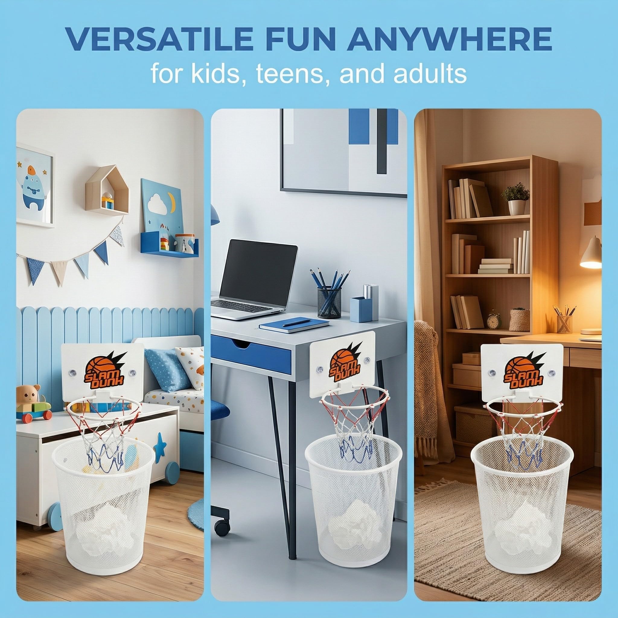 Canasta de baloncesto, papelera decoración baloncesto para habitaciones, Basketball Hoop Bin - Funny Waste Paper Basket for Teenager's Room or Office Perfect Gadget(papelera no incluida)