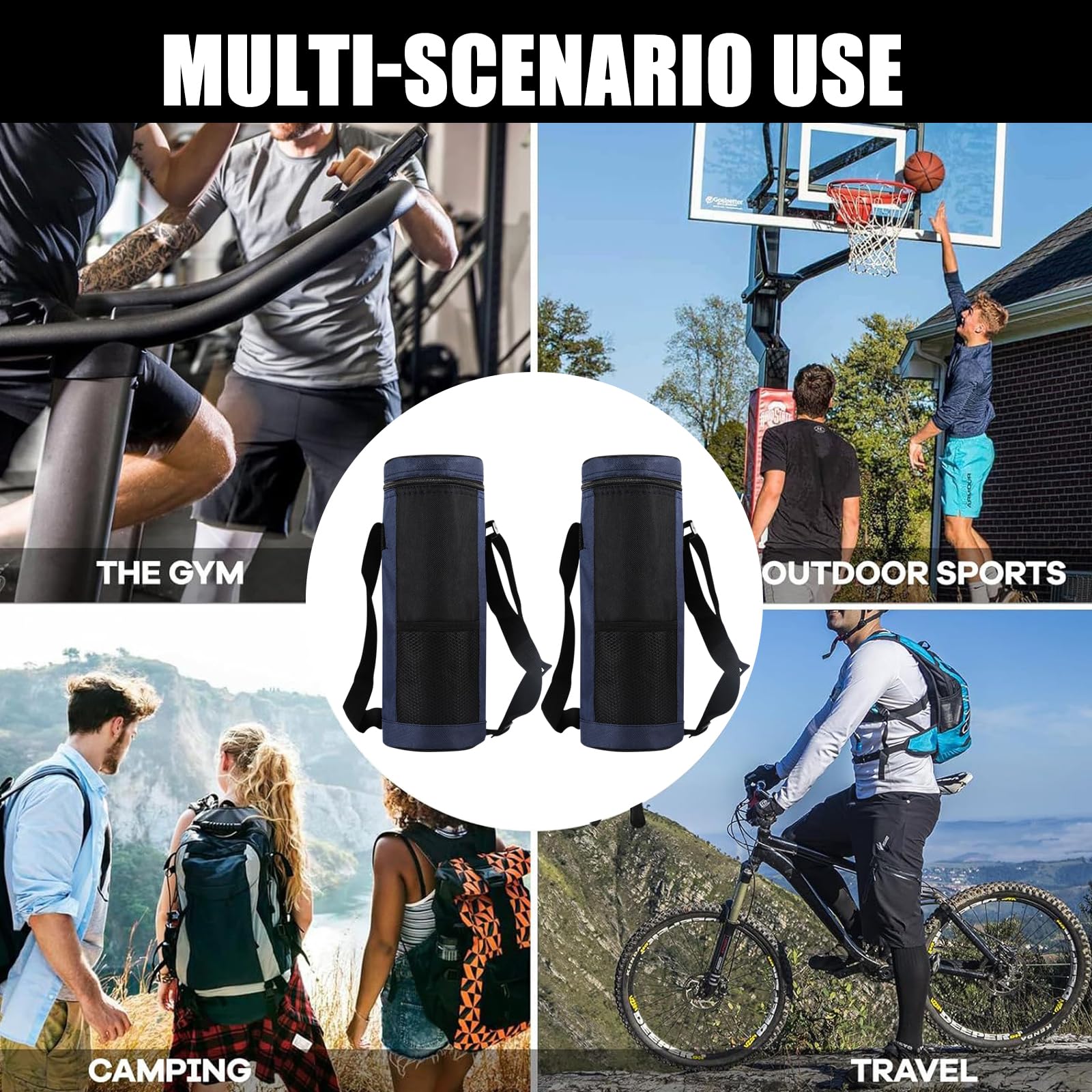 2PCS Borsa per Bottiglia Termica, Borsa Portatile per Bottiglia D'acqua Piccola Borsa Termica per Bevande con Tracolla Regolabile per Esterni, ViaggiS