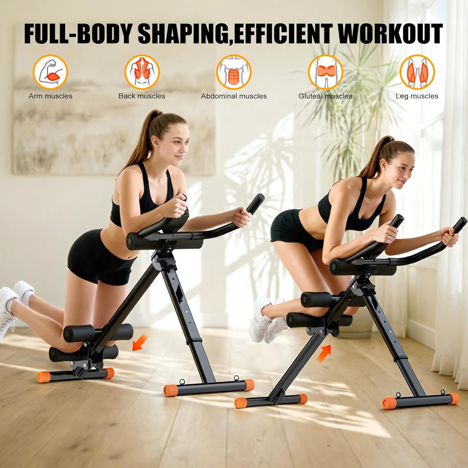 Ab Machine Ab Trainer - Foldable Abdominal Trainer for Stomach Workout, Core Strength Training Equipment with Knee Protection for Home Gym