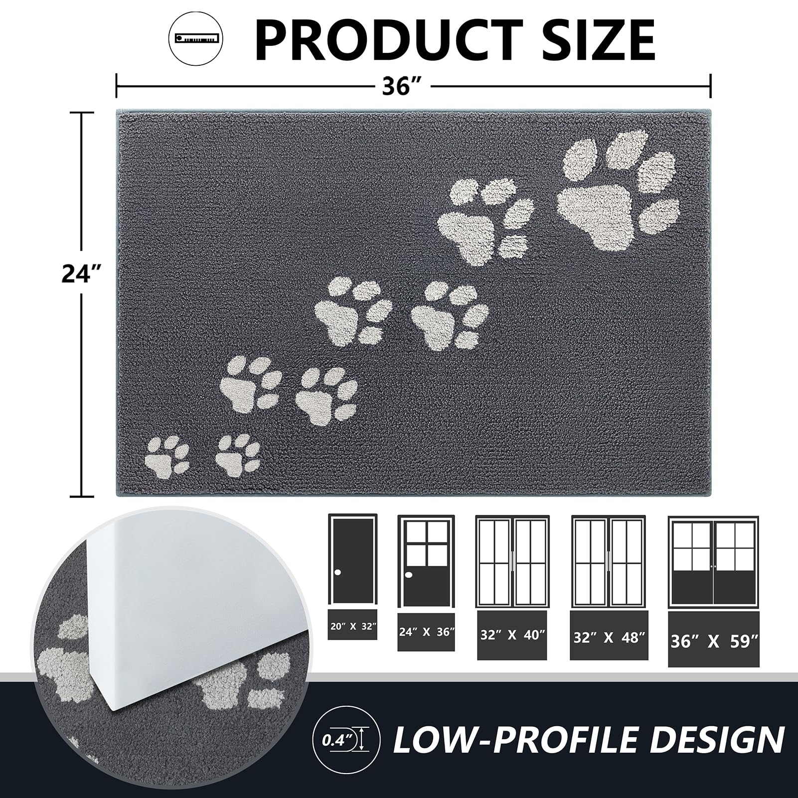 Indoor Door Mat, 24"x36" Super Absorbent Dog Mats For