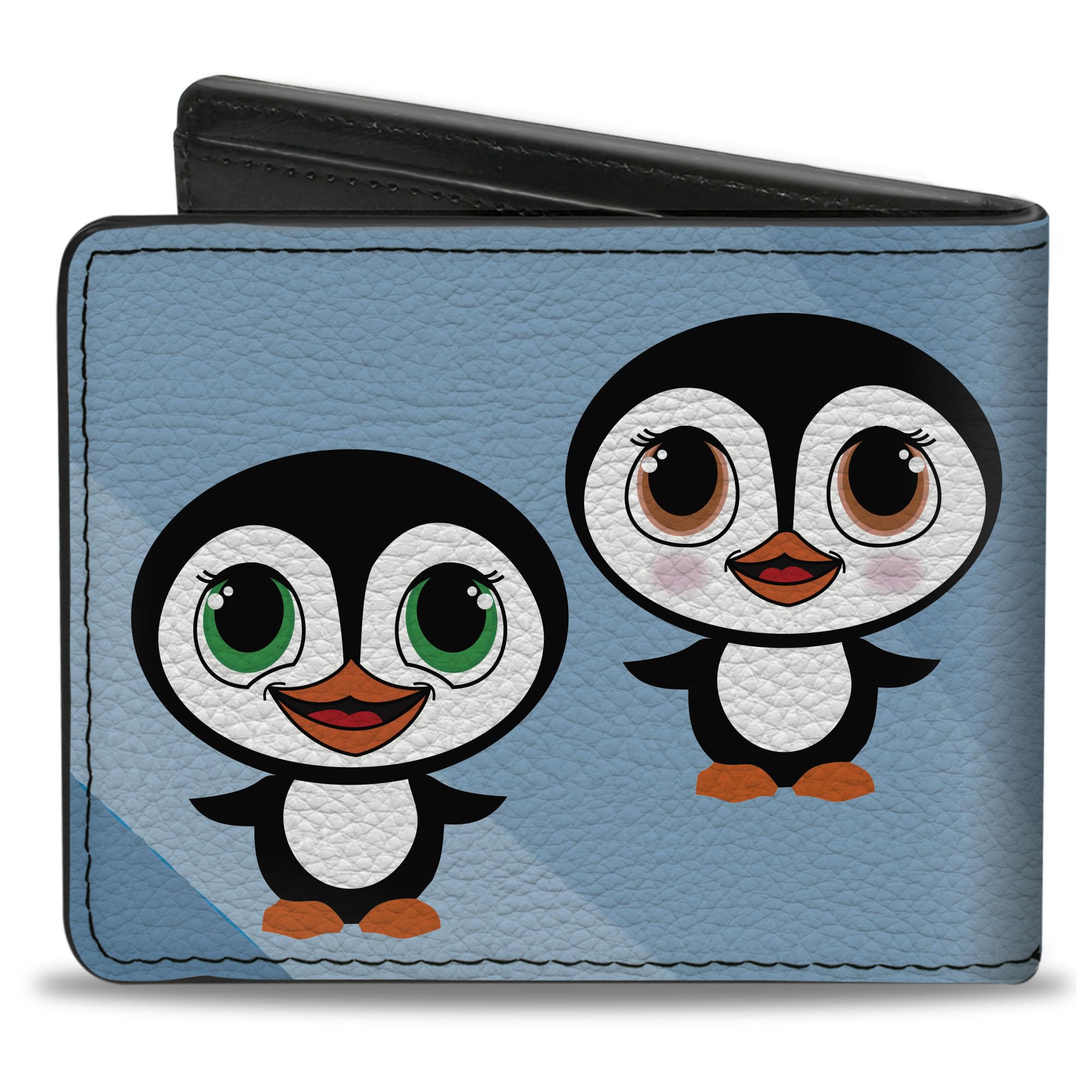 Buckle-Down Men's Wallet, Bifold, Cute Penguins Blue Bubbles, Vegan Leather, Multi, 4.0
