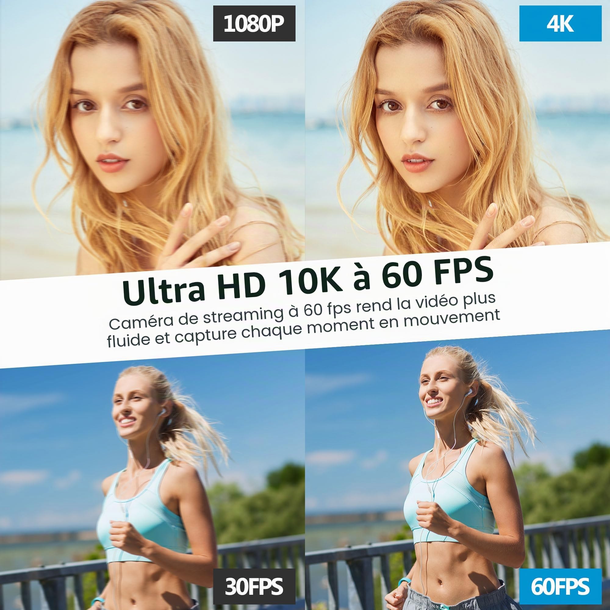 ELP Caméra USB 4K 60fps HDMI Zoom Manuel 5-50 mm 10X Webcam PC Ordinateur H.264 Industrie Sécurité