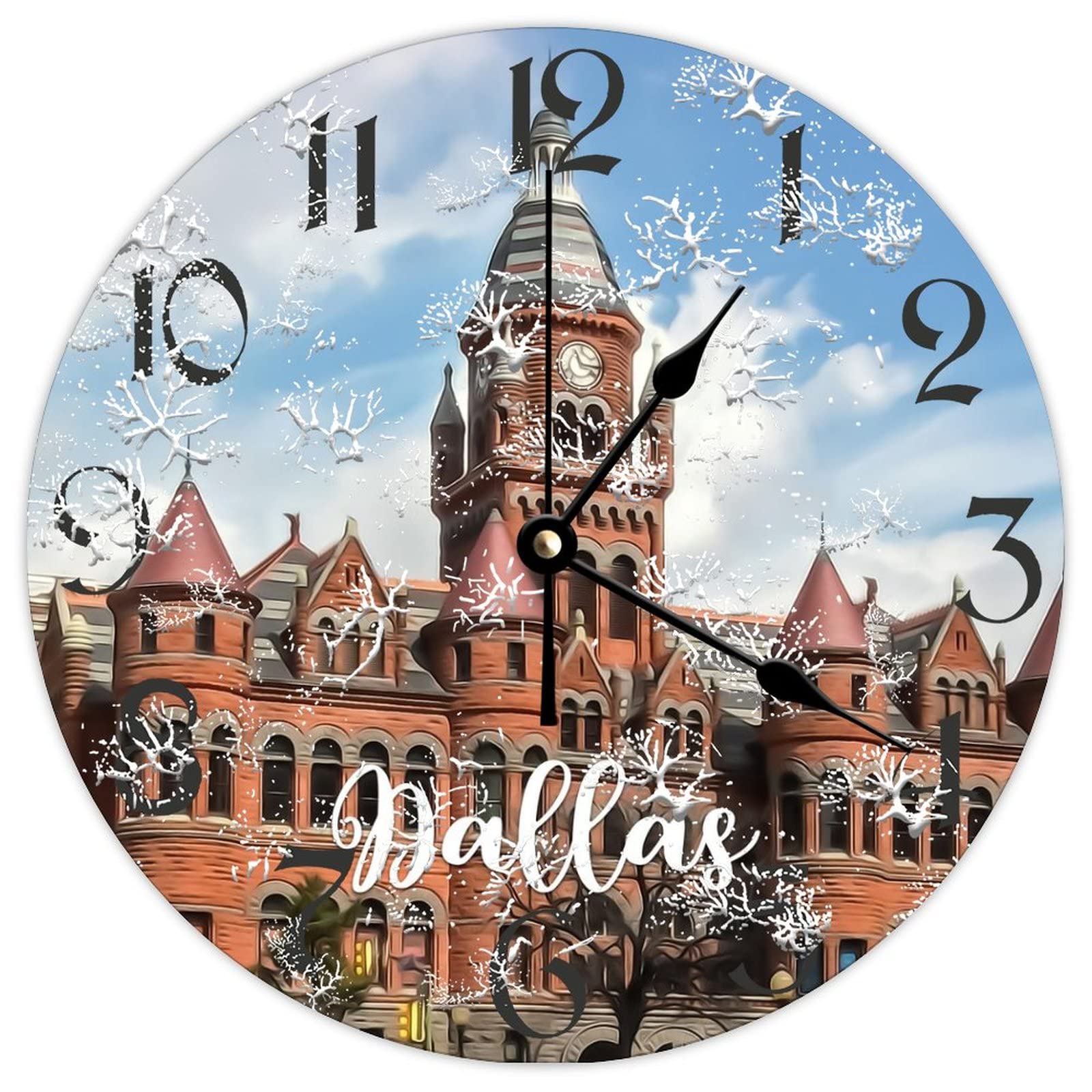 Horloge murale cadeau vintage en bois véritable Dallas City
