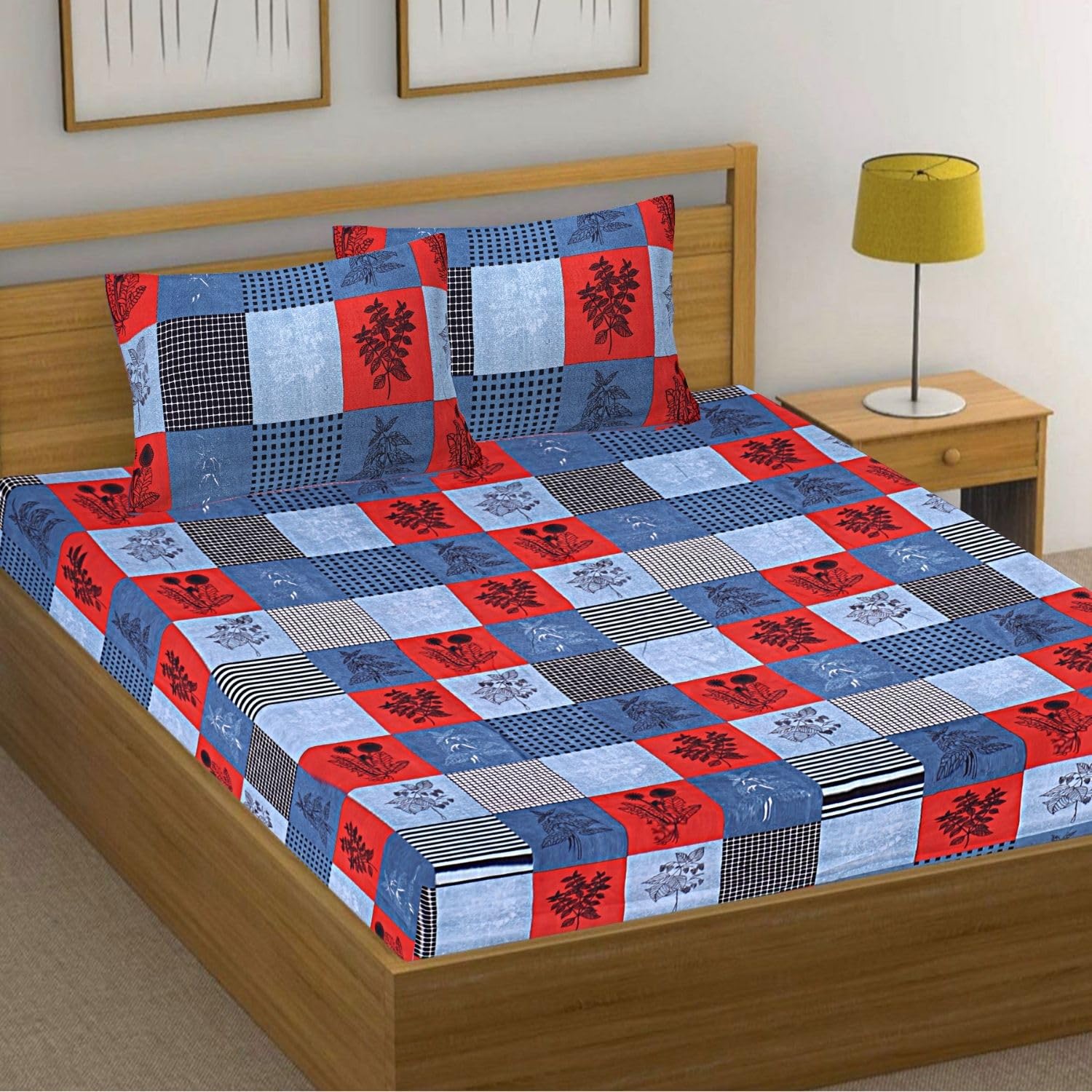 Hashcart Soft-Touch Delight Cotton Bedsheets with Pillow Covers for Luxurious Comfort and Serene Sleep (3pcs Set)