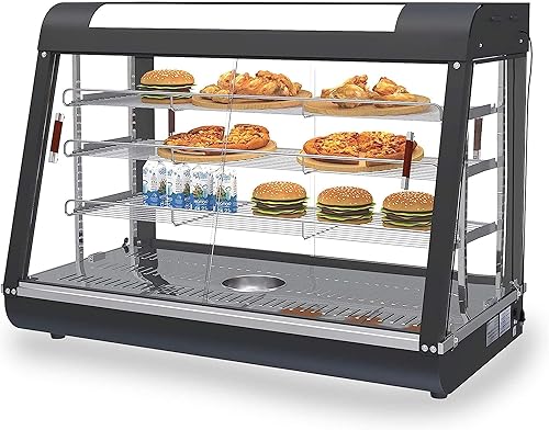 Whalefall Calentadores de alimentos de 3 niveles, 35 pulgadas, calentador comercial para pizza con calefacción 3D con marco de acero inoxidable,
