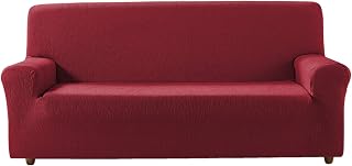 Zebra Textil Betina Housse de Canapé Elastique, Tissu, Rouge, 3 Places