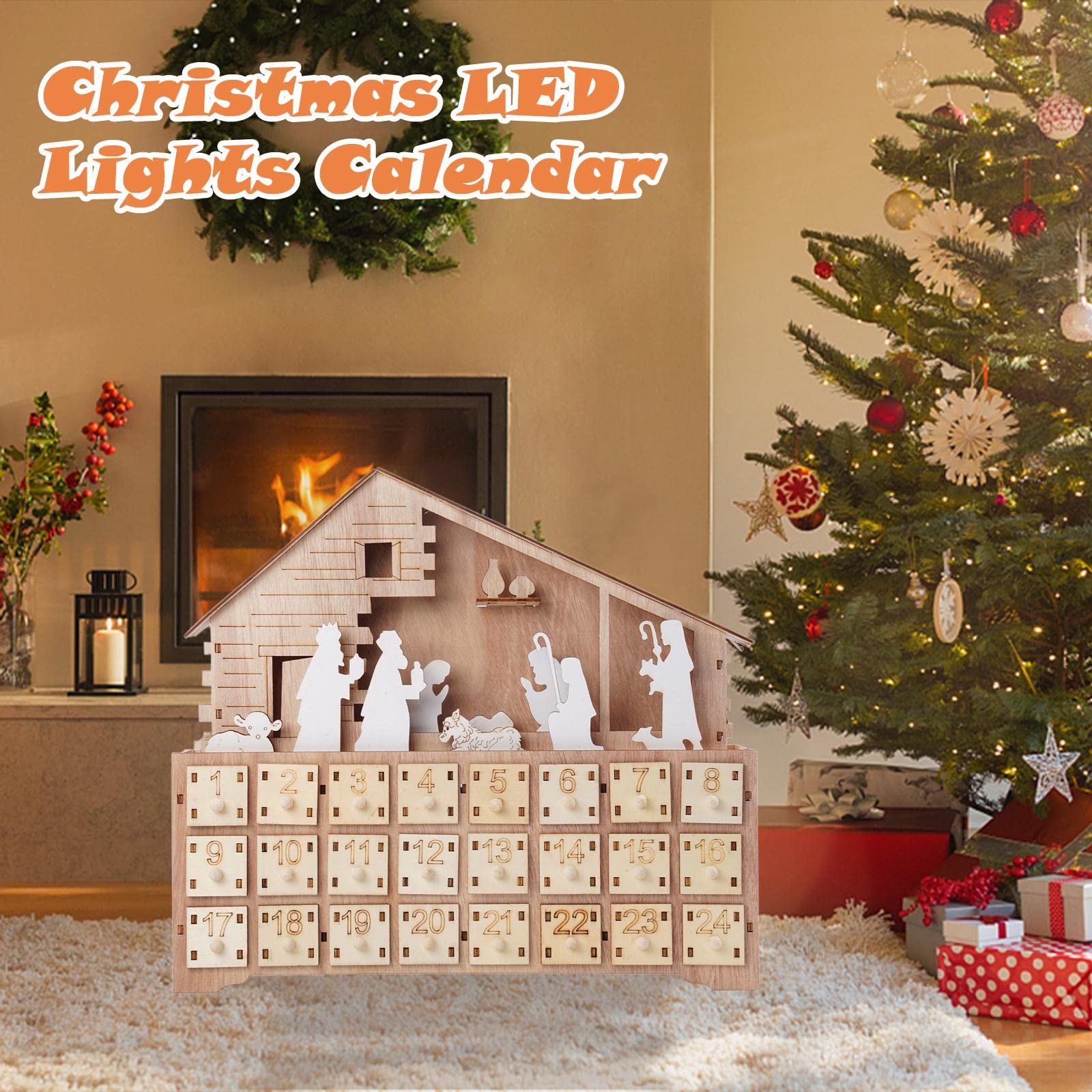 8582092 - Bougeoir De L'Avent LED En Bois De Couleur