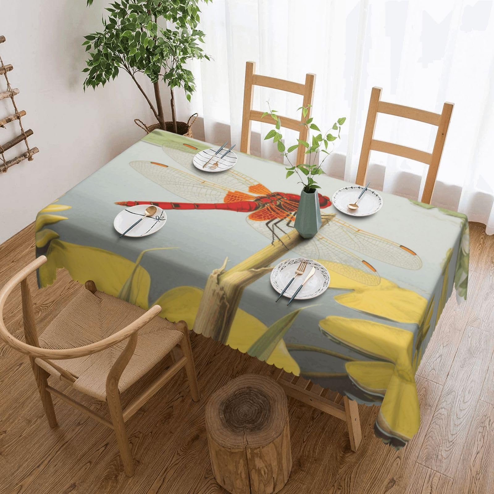 FekiLoot Rectangle Tablecloth 54 X 72 Inch, Classic Stain ‎Resistant Table Cloth Reusable Washable Table Cover Dragonflies Tabletop Decor for Kitchen Dining Party Indoor Outdoor Use