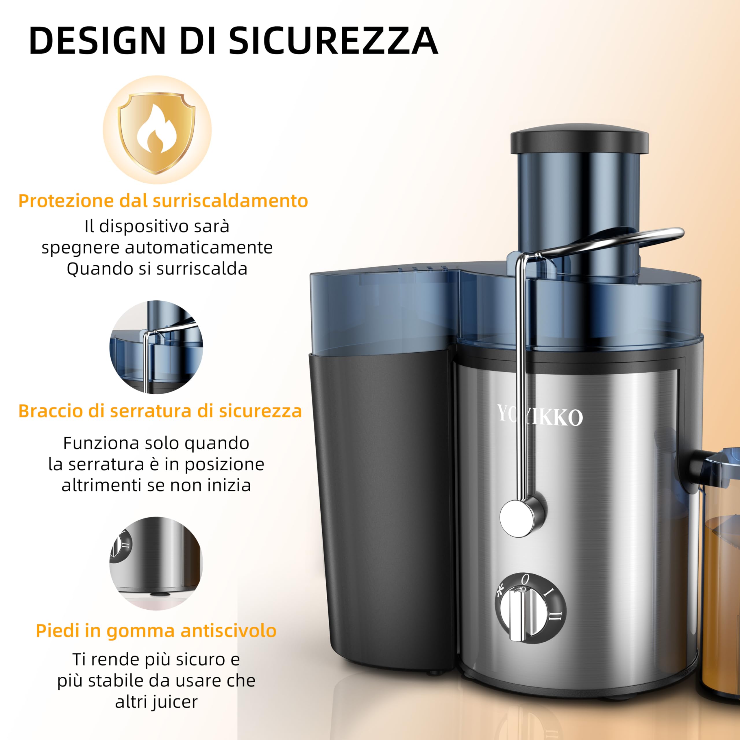 Centrifuga Frutta e Verdura, 3 Velocità di Regolazione, 800W Estrattore Frutta e Verdura con 75 MM Bocca Larga, Facile da Pulire, Acciaio Inossidabile Senza BPA (Argento-150)