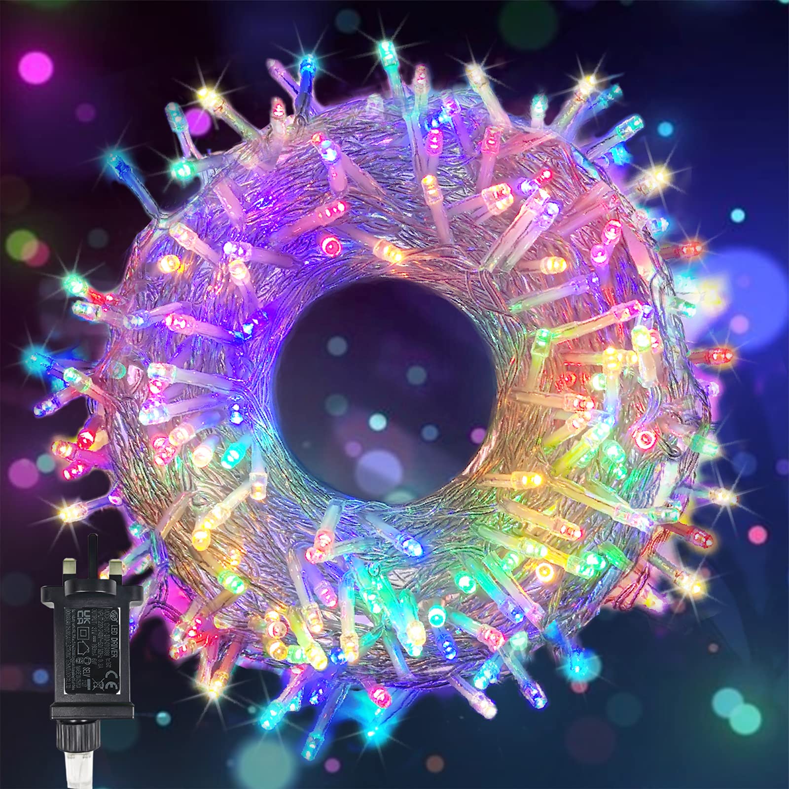 Makewete 500 LED Plug-in Christmas Lights with 8 Modes (Multicolor, 50m/164Ft)