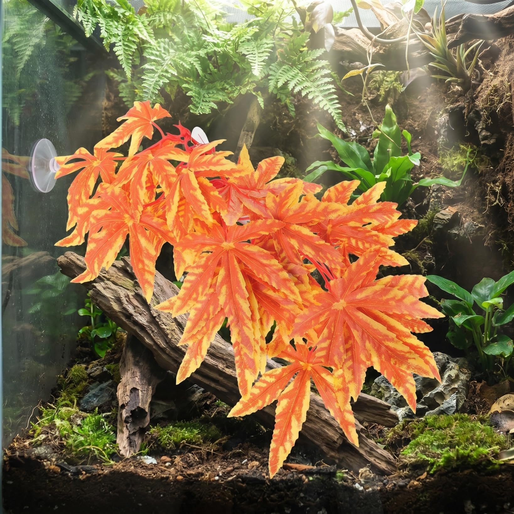 Housoutil Plante Artificielle Aquarium Vigne Suspendue 30X17X5Cm Décoration Terrarium Reptiles Amphibiens Cachette Naturelle Sûre Facile À Nettoyer