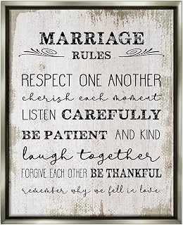 Stupell Industries Marriage Rules Home Family Inspirational Word Textured Design, Design by Daphne Polselli