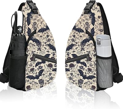 Bat Flowers Sling Bag Travel Sling Backpack Lightweight Casual Daypack Women Chest Bags for Outdoor Sport Climbing Runners