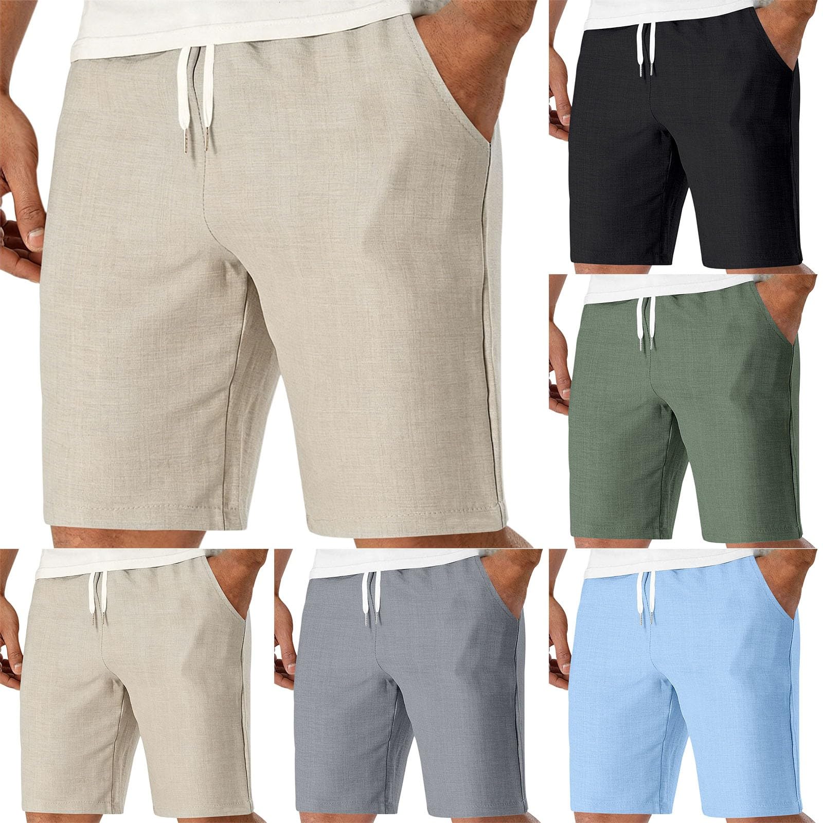 Pantaloncini da uomo, lunghezza al ginocchio, estivi, chino, traspiranti