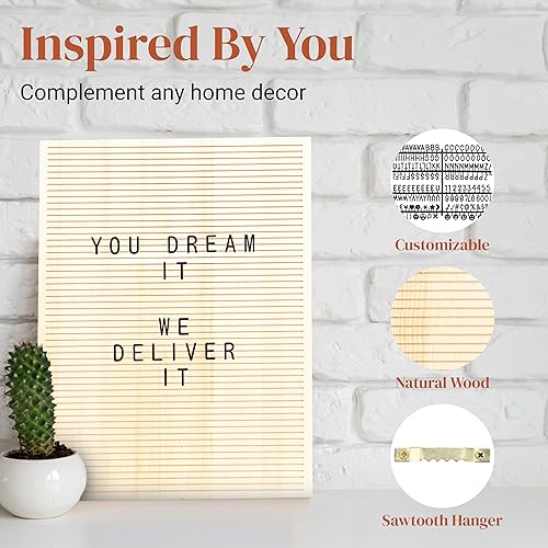 Miniatura 7 de Stiles Juego de letreros de madera de 12 x 16 pulgadas, con 340 letras, números y símbolos de plástico, tablero de mensajes de madera intercambiable