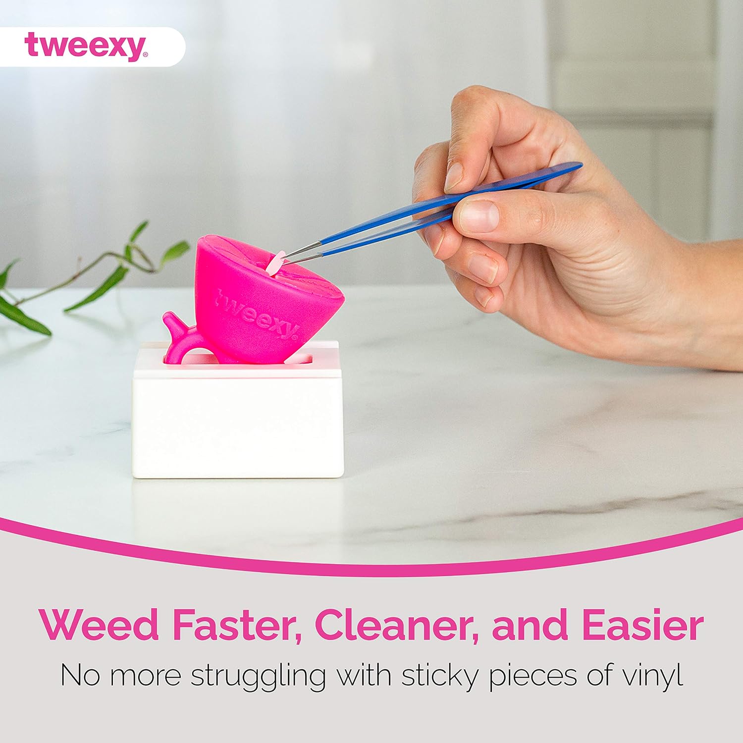 tweexy Craft Vinyl Weeding Scrap Collector Ring and Weighted Table Stand for Heat Transfer Vinyl, HTV Crafting Adhesive Paper Sheets Holder (Pink Glow)