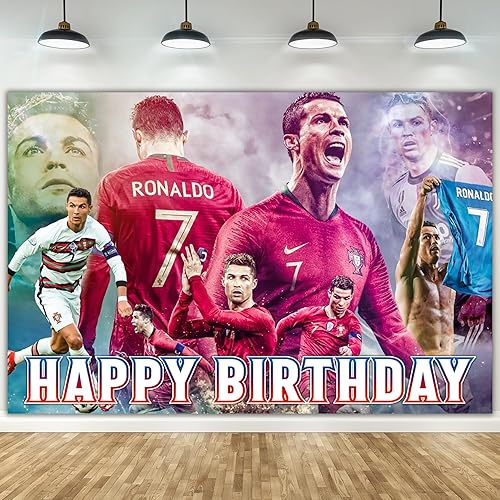 Soccer Birthday Party Supplies Decorations - 5 * 3FT Football Superstar Birthday Decorations Banner, Happy Birthday Soccer Backdrop Banner Decor