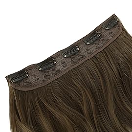 REECHO 20 1-pack 3/4 Ombre Full Head Curly Wave Clips in on Synthetic Hair Extensions HE008 Hair pieces for Women 5 Clips 4.5 Oz Per Piece - Ombre Light Brown to Dirty Blonde