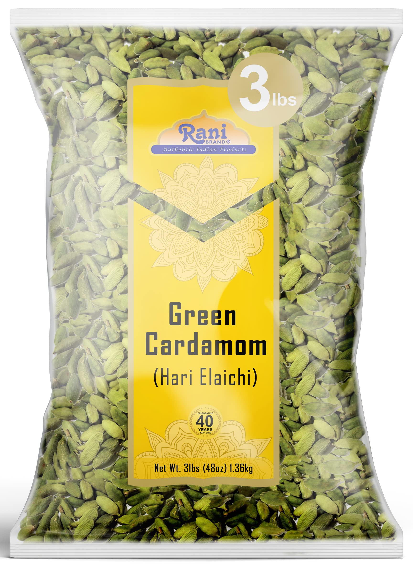 Rani Green Cardamom Pods Spice (Hari Elachi) 48oz (3lbs) 1.36kg Bulk ~ All Natural | Vegan | Gluten Friendly | Non-GMO | Product of India