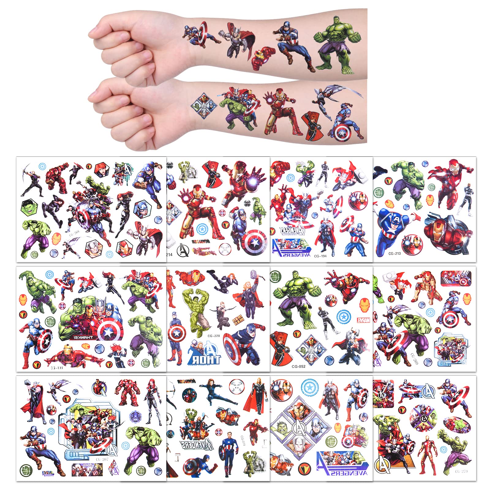 Buy ACWOO Temporary Tattoo for Kids, 12 Sheets Superhero Temporary