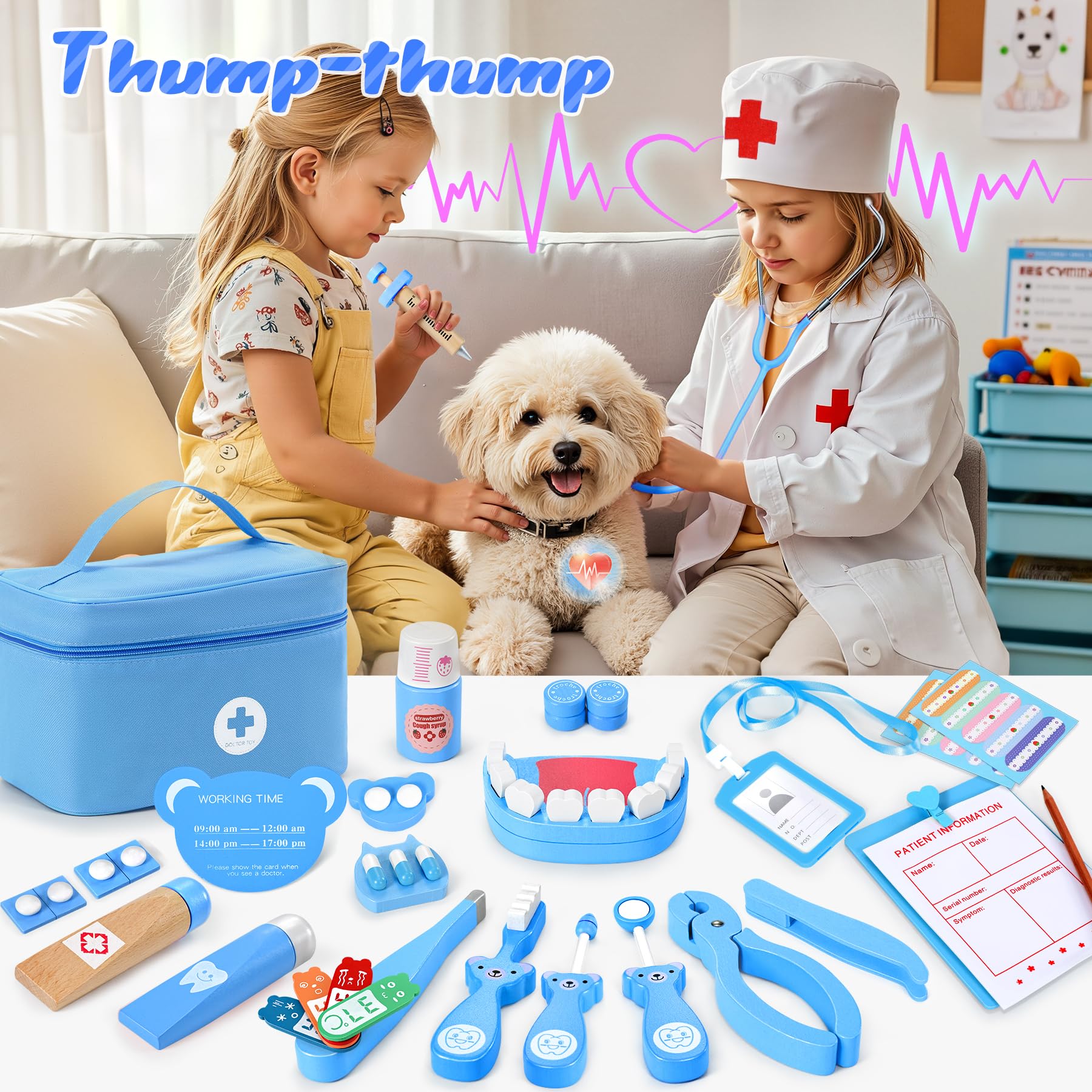 Ophy Valigetta Dottore Bambini, Kit Dottoressa con Stetoscopio ad Alta Simulazione Kit Dottore Bambino per Bambini dai 3 Anni Gioco di Ruolo per Ragazzi e Ragazze di 3-8 Anni Kit Medico Giocattolo