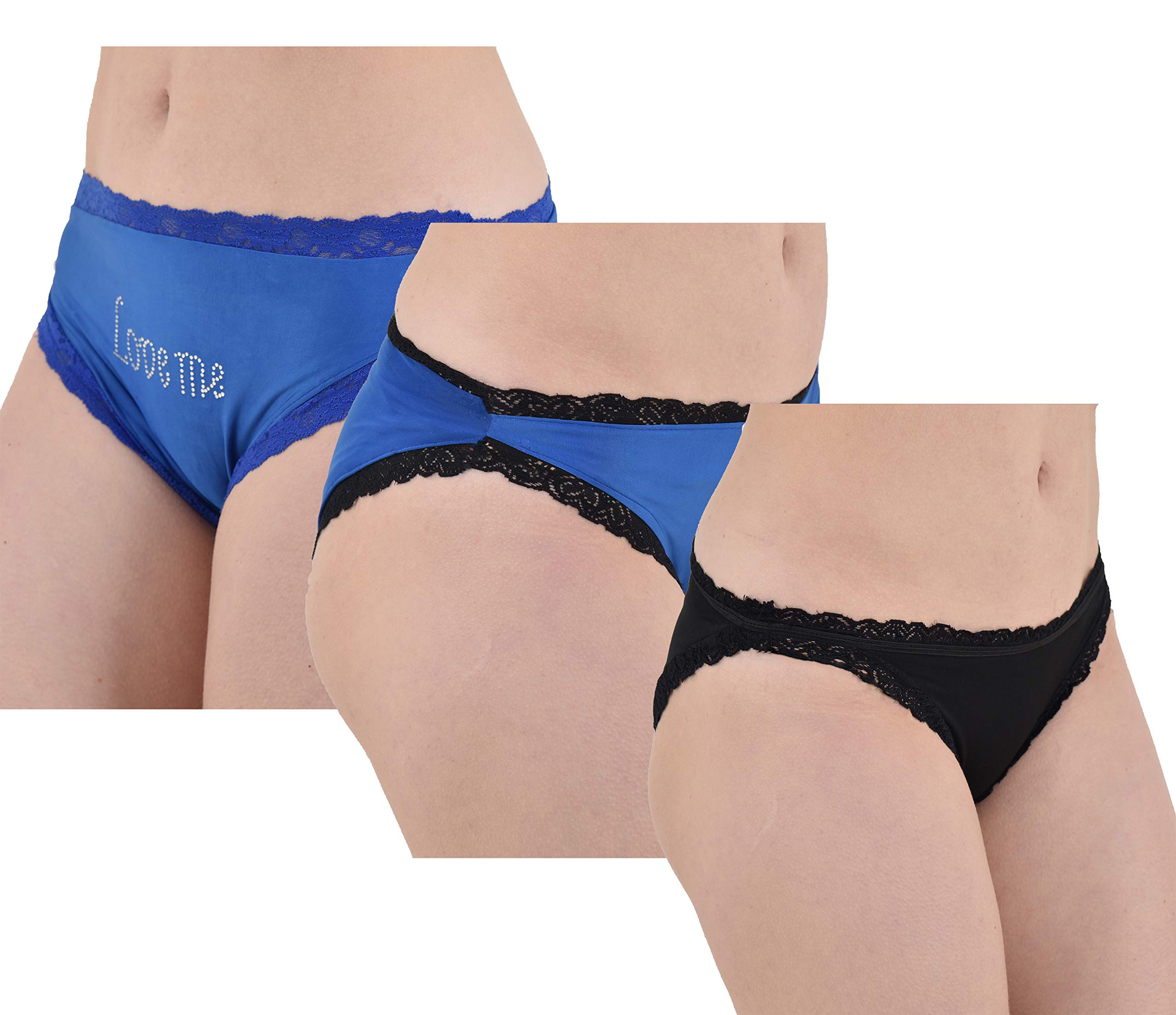 pavvoin Women's Black and Blue String lace Panty for Women(Pack of 3)-picture-20