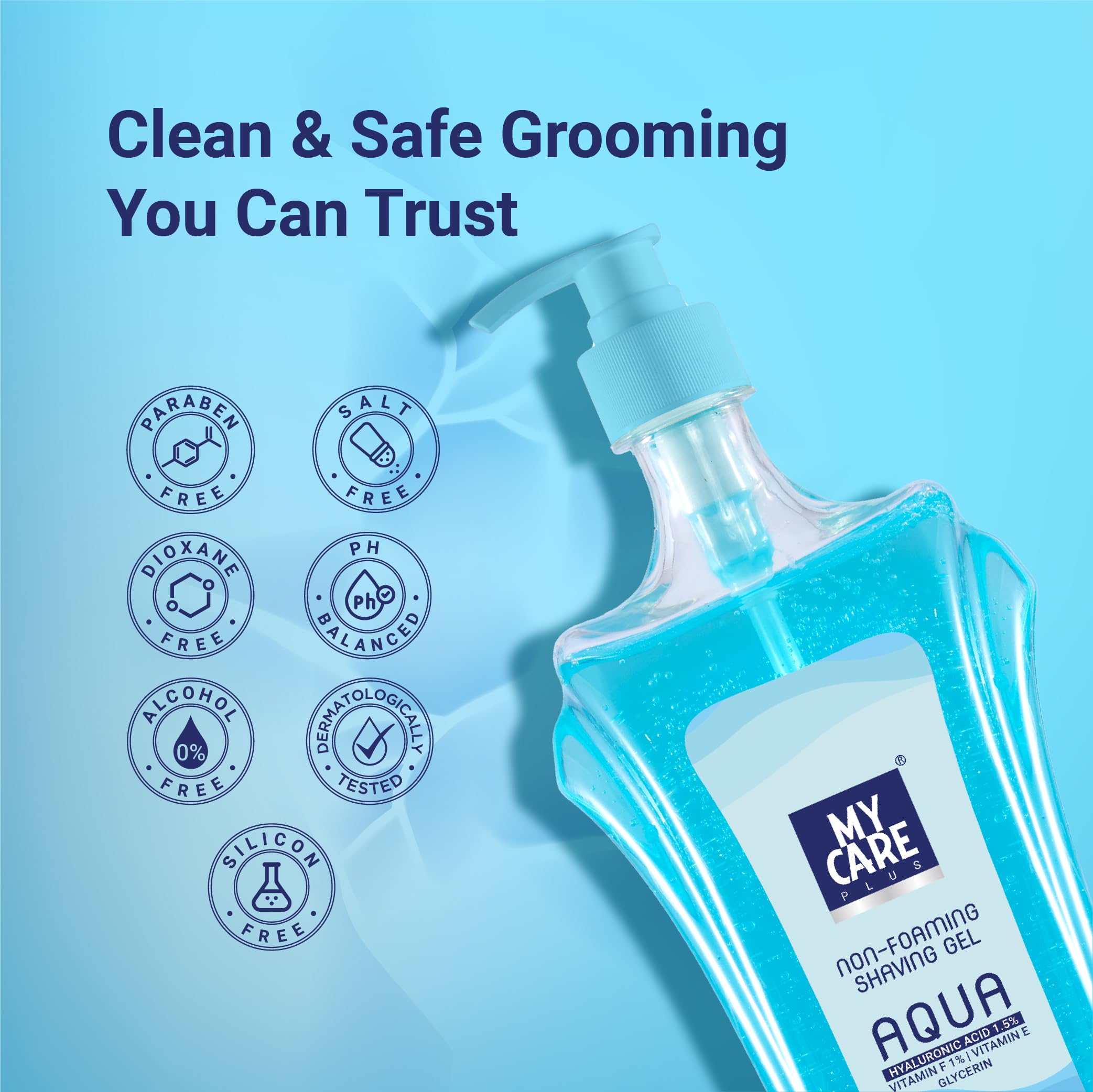 MY CARE PLUS Beard Shaping Shaving Gel for Men 500ml | Non-Foaming Transparent Shaving Gel | Easy Glide Beard Line Styling | Hyaluronic Acid, Vitamin E & Glycerin | Cooling Hydrating Formula 3