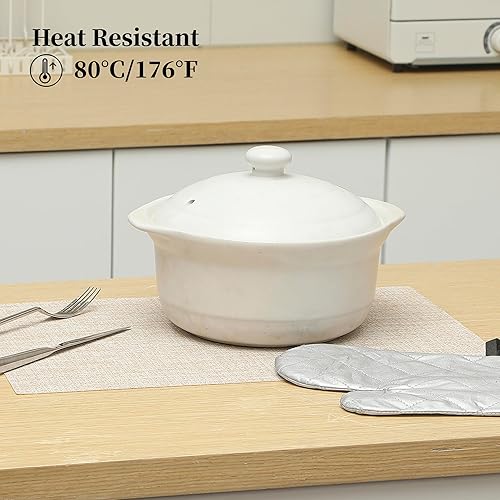 Miniatura 4 de Leetaltree Juego de 8 manteles individuales color beige, resistentes al calor, antideslizantes, para mesa de comedor, lavables, duraderos, tejido de