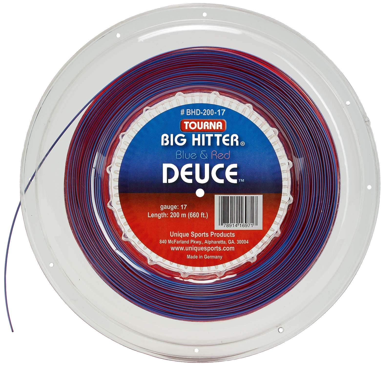 Tourna Bhd-200-17 Cuerda de Tenis, Unisex, Rojo/Azul, 17 g