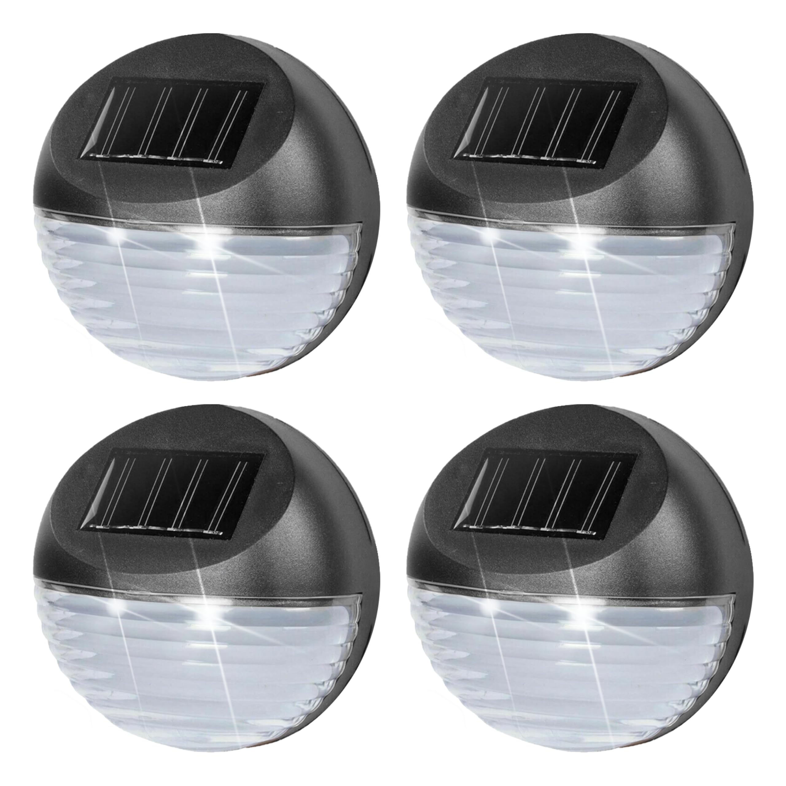 GEEZY Solar Fence Lights, Set of 4 – Cold White LED, Black, Auto On/Off Dusk-to-Dawn, Water & Weather Resistant – Solar Lights Outdoor Garden for Walls, Fences, Decks — image 1
