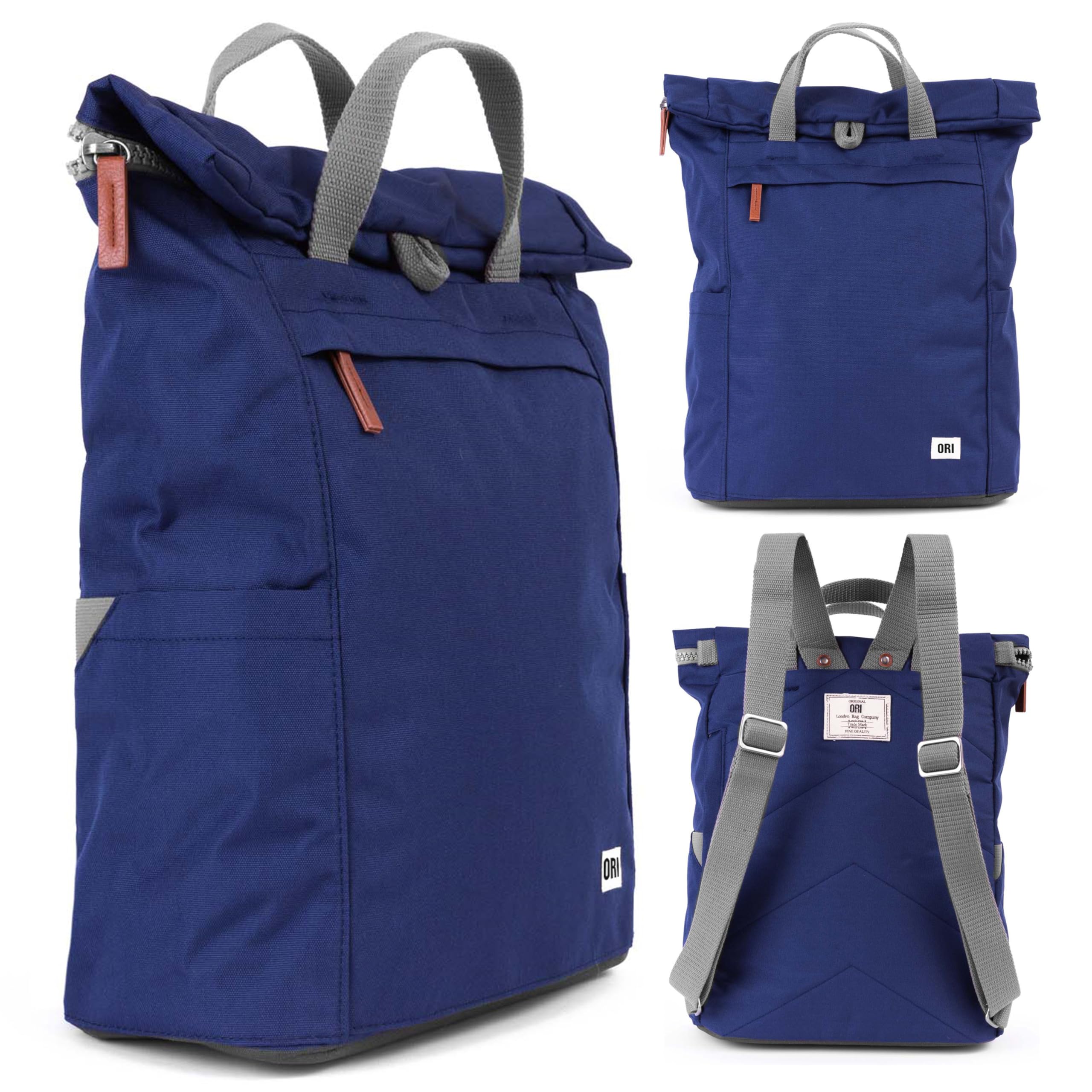 ORI LONDON Travel Backpack - Large Water-Resistant Nylon Rolltop Laptop Backpack for Men & Women - The Finchley - Mineral