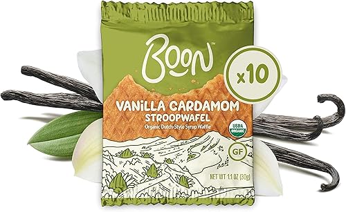 Stroopwafels by Boon bocadillos saludables orgánicos y sin gluten jarabe de cardamomo de vainilla caja de 10 obleas