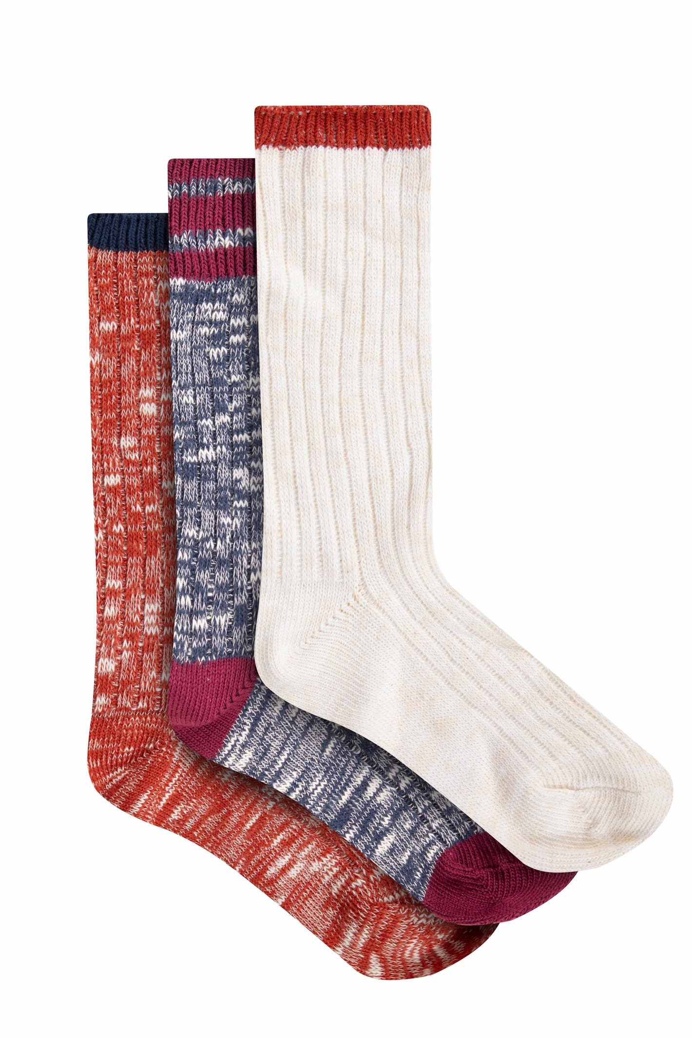 Weird Fish Women's Rust Leaves Dilki Striped Boot Sock 3Pk Size 4-7