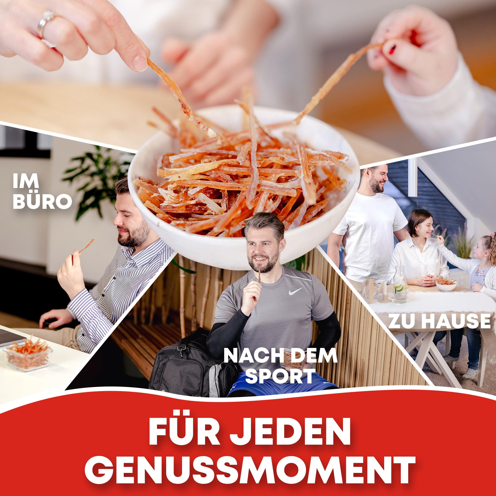 Pazifischer Kabeljau - Original (1kg XXL Pack) - natürlicher Snack getrocknet & gesalzen I Fitness Snack I Trockenfisch Omega 3 I Knabberspaß Beef Jerky Trockenfleisch Alternative