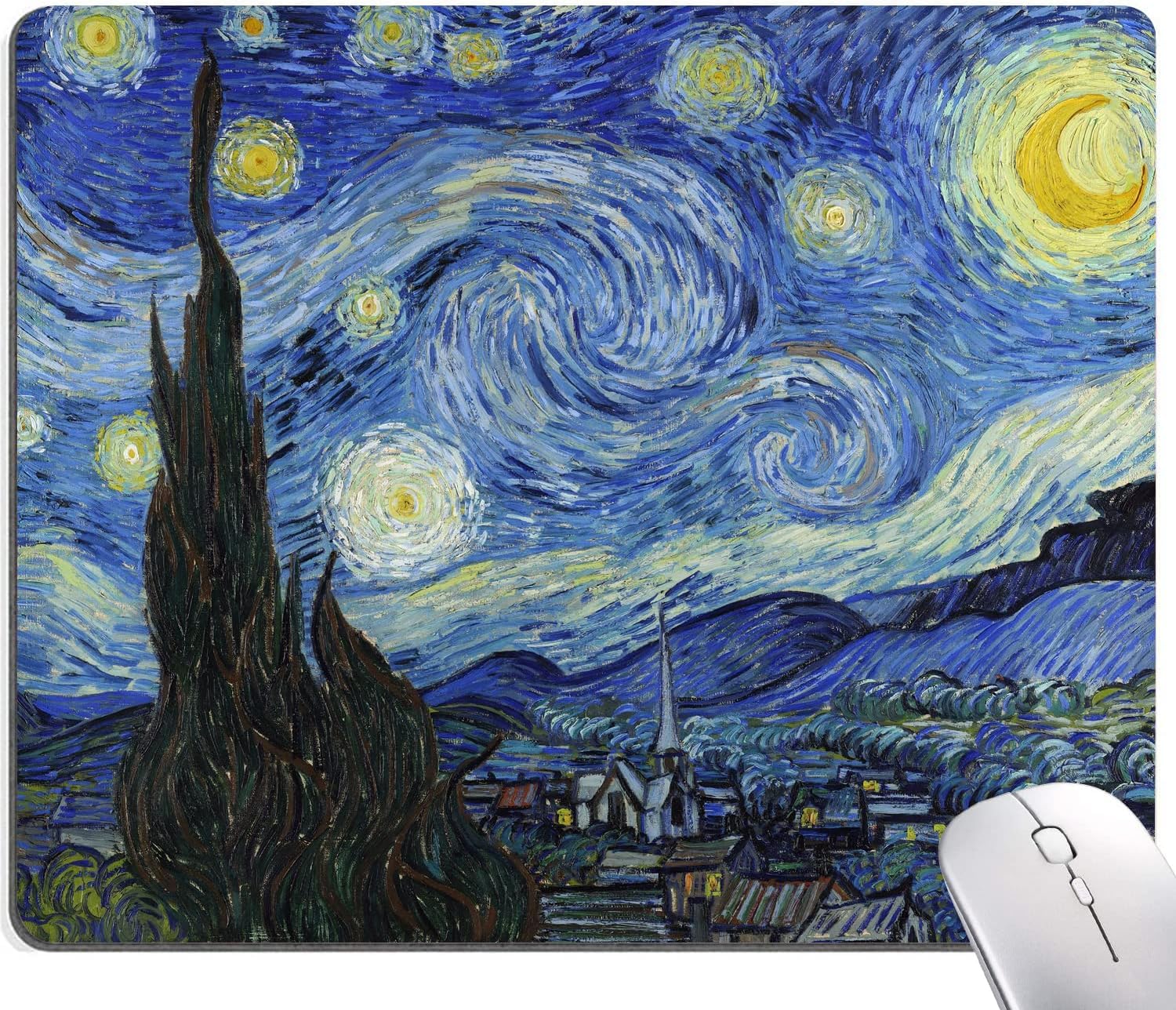 Premium-Textured Mouse Pad, Non-Slip Rubber Base Mousepad for Laptop, Computer & PC, 9.5×7.9 in - Enhanced Precision, Ergonomic Comfort, Ideal for Gaming & Office (Van Gogh Starry Night)-image-29