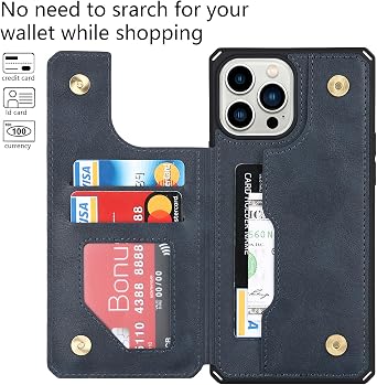 Cavor for iPhone 11 Pro Max Wallet Case with Card Holder, Blue