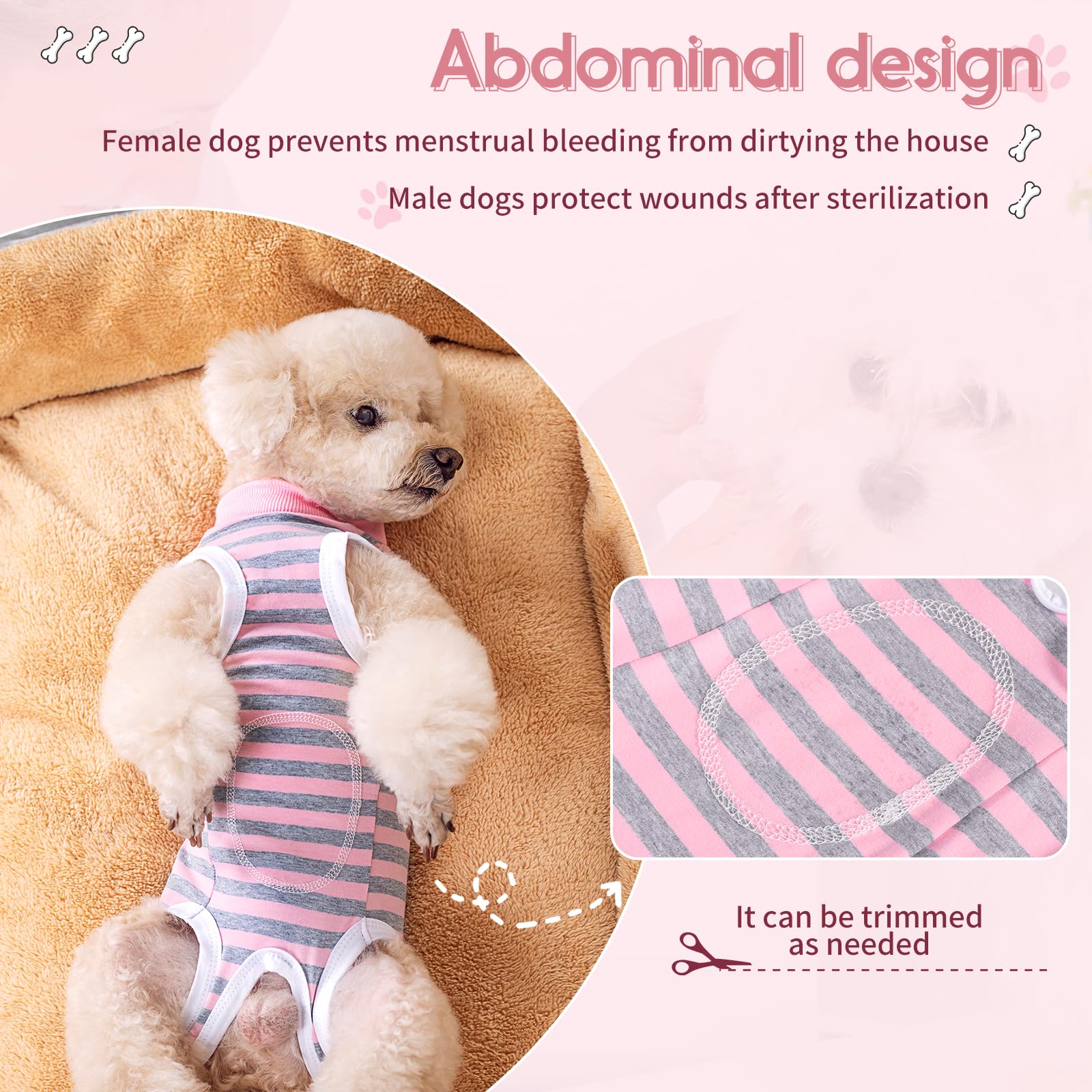 TQFlow Dog Surgery Recovery Suit, Surgical Bodysuits Abdominal Wounds Protector for Female Male Dog Cone E-Collar Alternative - Image 3