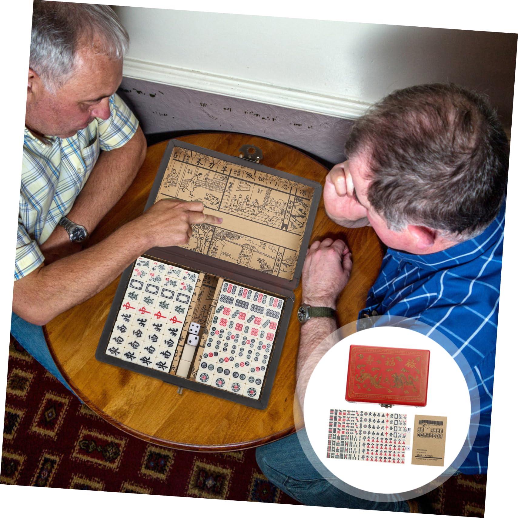TOYANDONA Jeu de Mahjong Portable Chinois Kit de Jeu pour Maison et Voyages Livré avec Boîte de Transport