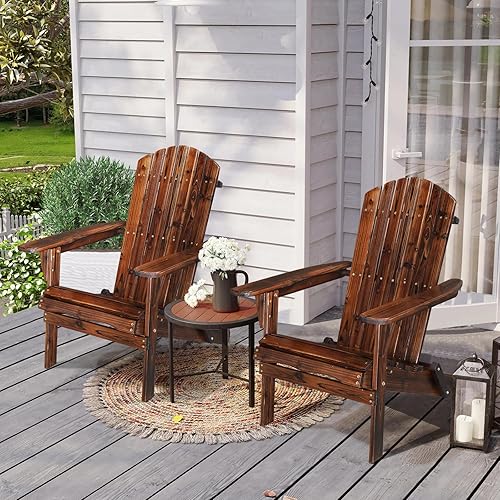 Miniatura 2 de VINGLI Silla Adirondack plegable, sillas Adirondack de madera para exteriores, sillas plegables para fogata para patio, barbacoa, porche, patio,