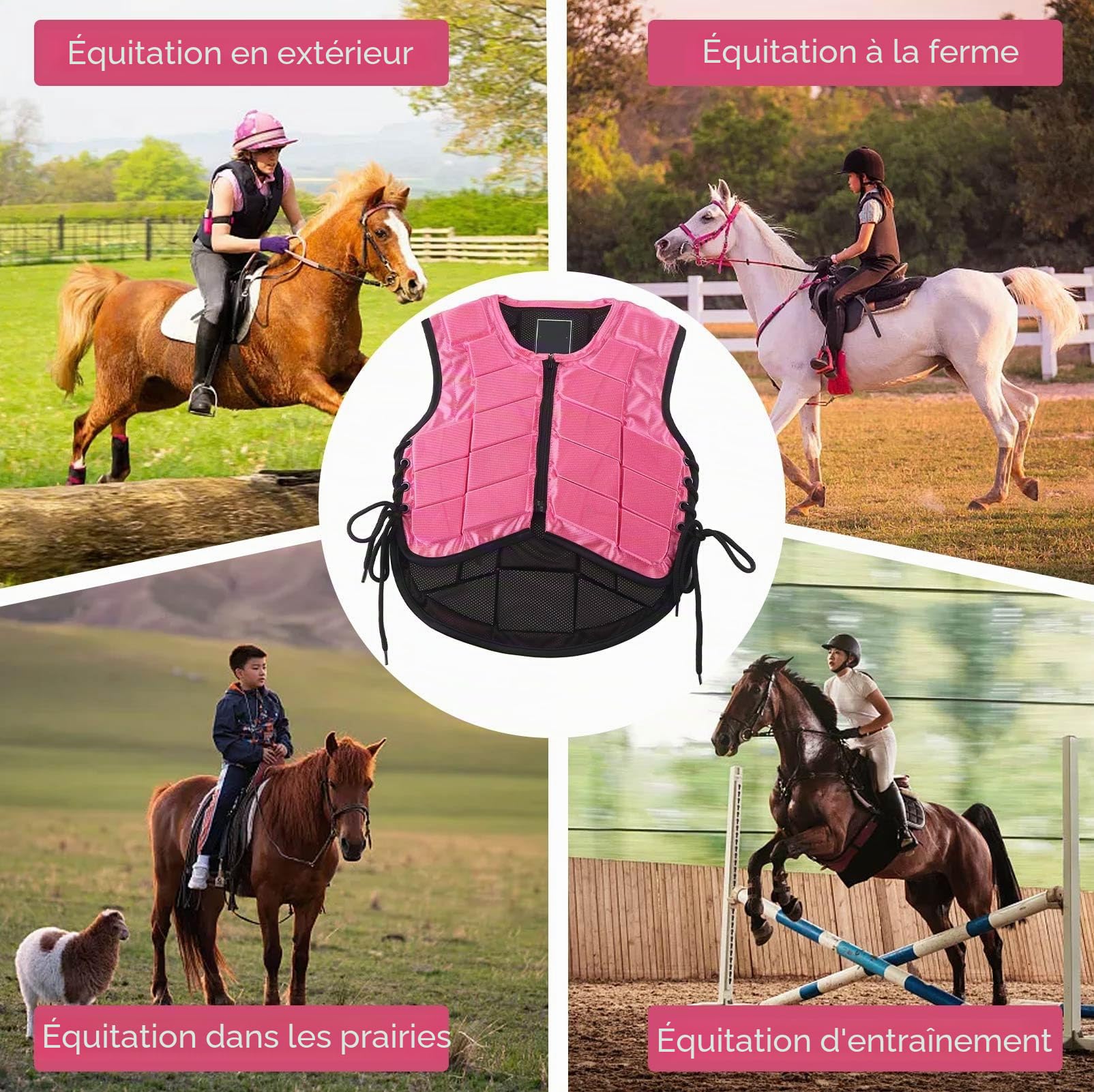 Gilet d'équitation pour enfant, unisexe, équipement de protection d'équitation rembourré, gilet de sécurité pour l'entraînement d'équitation pour garçons et filles