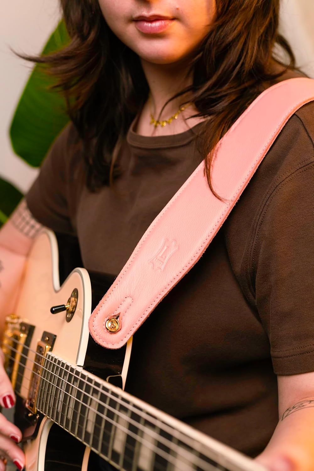 Levy's Leathers Pastel Series Garment Leather Guitar Strap; Salmon (M26GFP-SLM)