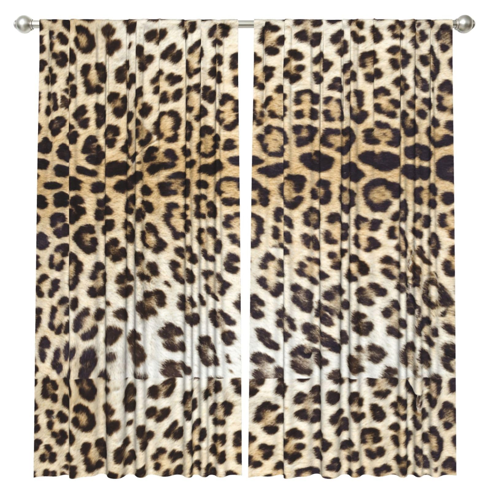 InOmak Leopard Print (2), 2 Panels Window Curtains 52 x 84 Inch Blackout Curtains for Living Room Bedroom