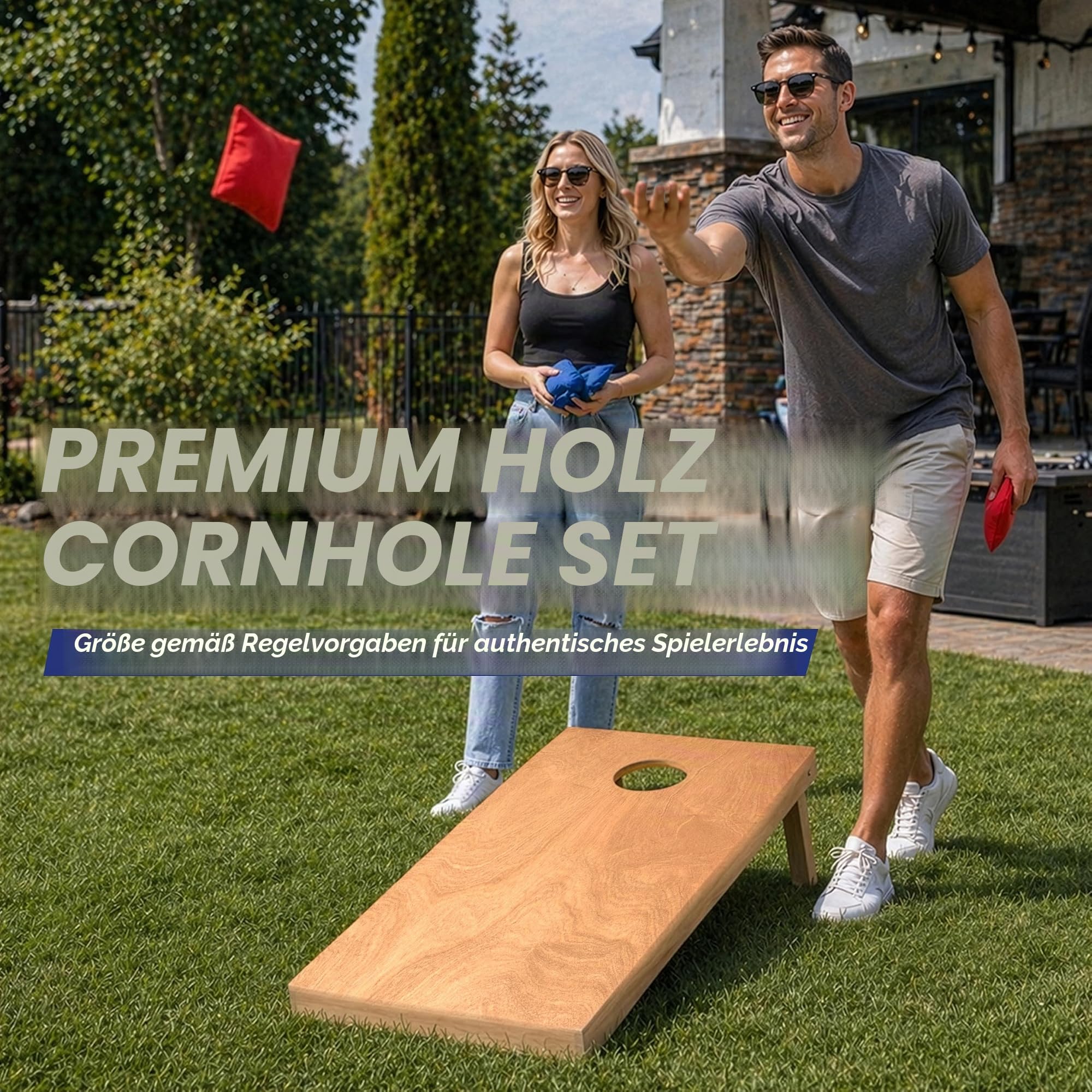 GoSports 4'x2' Regulation Size Wooden Cornhole Boards Set | Includes Carrying Case | Full Regulation Size Bean Bag Toss Boards